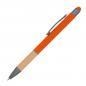 Preview: Touchpen Kugelschreiber mit Griffzone aus Bambus / Farbe: orange