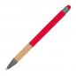 Preview: Touchpen Kugelschreiber mit Griffzone aus Bambus / Farbe: rot