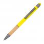 Preview: Touchpen Kugelschreiber mit Griffzone aus Bambus mit Gravur / Farbe: gelb