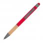 Preview: Touchpen Kugelschreiber mit Griffzone aus Bambus mit Gravur / Farbe: rot