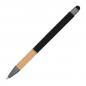 Preview: Touchpen Kugelschreiber mit Griffzone aus Bambus mit Namensgravur - schwarz