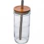 Preview: Trinkbecher aus Glas mit Bambusdeckel und Trinkhalm / Füllvermögen: 650ml
