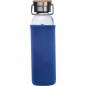 Preview: Trinkflasche aus Glas mit Gravur / mit Neoprenüberzug / 600ml / Farbe: blau