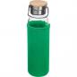 Preview: Trinkflasche aus Glas mit Gravur / mit Neoprenüberzug / 600ml / Farbe: grün