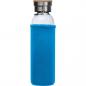 Preview: Trinkflasche aus Glas mit Gravur / mit Neoprenüberzug / 600ml / Farbe: hellblau