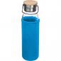 Preview: Trinkflasche aus Glas mit Gravur / mit Neoprenüberzug / 600ml / Farbe: hellblau