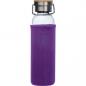 Preview: Trinkflasche aus Glas mit Gravur / mit Neoprenüberzug / 600ml / Farbe: lila