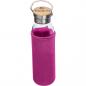 Preview: Trinkflasche aus Glas mit Gravur / mit Neoprenüberzug / 600ml / Farbe: pink