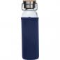 Preview: Trinkflasche aus Glas mit Gravur / mit Neoprenüberzug 600ml / Farbe: dunkelblau