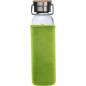 Preview: Trinkflasche aus Glas mit Namensgravur - mit Neoprenüberzug - 600ml - apfelgrün