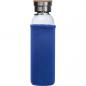 Preview: Trinkflasche aus Glas mit Namensgravur - mit Neoprenüberzug - 600ml - blau