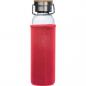 Preview: Trinkflasche aus Glas mit Namensgravur - mit Neoprenüberzug - 600ml - Farbe: rot