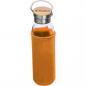 Preview: Trinkflasche aus Glas mit Namensgravur - mit Neoprenüberzug - 600ml - orange