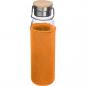 Preview: Trinkflasche aus Glas mit Namensgravur - mit Neoprenüberzug - 600ml - orange