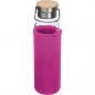 Preview: Trinkflasche aus Glas mit Namensgravur - mit Neoprenüberzug - 600ml - pink