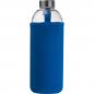 Preview: Trinkflasche aus Glas mit Neoprensleeve / 1000ml / Neoprenfarbe: blau