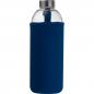 Preview: Trinkflasche aus Glas mit Neoprensleeve / 1000ml / Neoprenfarbe: dunkelblau