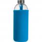 Preview: Trinkflasche aus Glas mit Neoprensleeve / 1000ml / Neoprenfarbe: hellblau