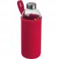 Preview: Trinkflasche aus Glas mit Neoprensleeve / 1000ml / Neoprenfarbe: rot