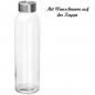 Preview: Trinkflasche mit Namensgravur - aus Glas - 500ml - Farbe: transparent klar