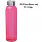 Preview: Trinkflasche mit Namensgravur - aus Glas - Füllmenge: 500ml - Farbe: pink