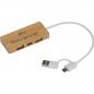 Preview: USB-Hub aus Bambus mit Gravur / USB Verteiler mit USB-C Stecker, 2x USB, USB-C
