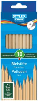 10 Bleistifte aus Naturholz / Härtegrad: HB