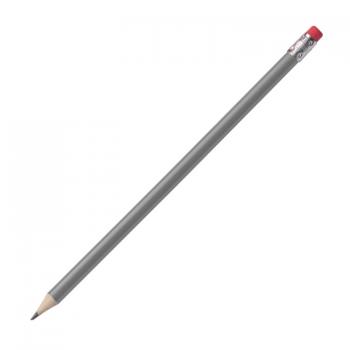 10 Bleistifte mit Radierer - HB - Farbe: lackiert grau - mit Namensgravur