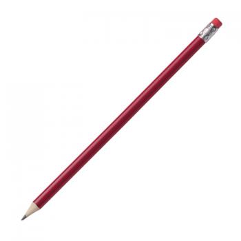 10 Bleistifte mit Radierer / HB / Farbe: lackiert rot / mit Gravur