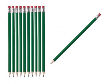 10 Bleistifte mit Radierer / HB / ohne Herstellerlogo / Farbe: lackiert grün