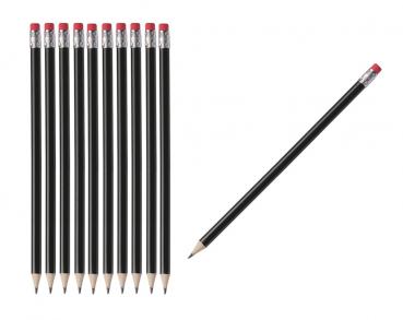 10 Bleistifte mit Radierer / HB / ohne Herstellerlogo / Farbe: lackiert schwarz