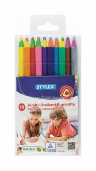 10 dicke Jumbo Dreikant-Buntstifte / 10 verschiedene Farben