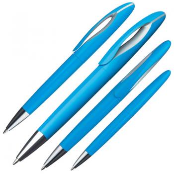 10 Dreh-Kugelschreiber aus Kunststoff / Farbe: hellblau