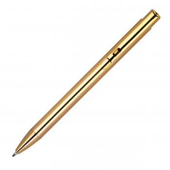 10 Druckkugelschreiber aus Metall mit Gravur / Farbe: Metallic gold
