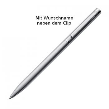 10 Elegante Drehkugelschreiber aus Metall mit Gravur / Farbe: grau/silbergrau