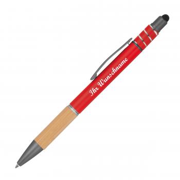 10 Fidget Touchpen-Kugelschreiber mit Namensgravur - aus Metall - Farbe: rot