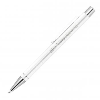 10 Gel-Kugelschreiber mit Gravur / aus Metall / Gelschreiber / Farbe: weiß