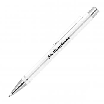 10 Gel-Kugelschreiber mit Namensgravur - aus Metall - Gelschreiber - Farbe: weiß