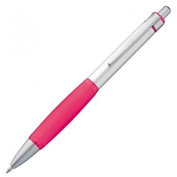 10 Kugelschreiber aus Metall / Farbe: silber-pink
