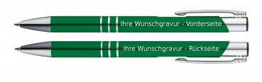 10 Kugelschreiber aus Metall / mit beidseitige Gravur / Farbe: grün