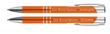 10 Kugelschreiber aus Metall / mit beidseitige Gravur / Farbe: orange