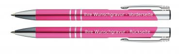 10 Kugelschreiber aus Metall / mit beidseitige Gravur / Farbe: pink