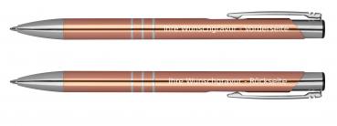 10 Kugelschreiber aus Metall mit beidseitige Gravur / Farbe: roségold