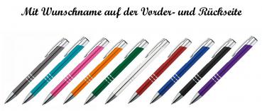 10 Kugelschreiber aus Metall mit beidseitige Namensgravur - 10 Farben