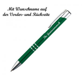10 Kugelschreiber aus Metall mit beidseitige Namensgravur - Farbe: grün