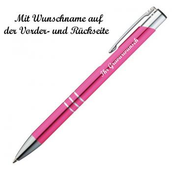 10 Kugelschreiber aus Metall mit beidseitige Namensgravur - Farbe: pink
