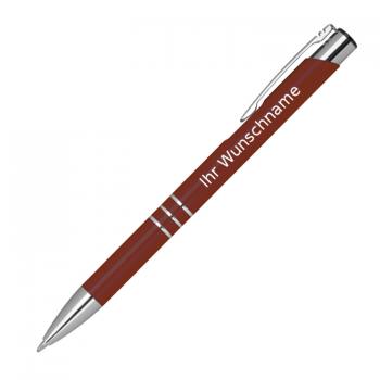 10 Kugelschreiber aus Metall mit Gravur / Farbe: bordeaux