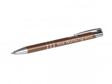 10 Kugelschreiber aus Metall mit Gravur / Farbe: braun