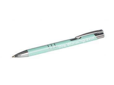10 Kugelschreiber aus Metall mit Gravur / Farbe: pastell mint