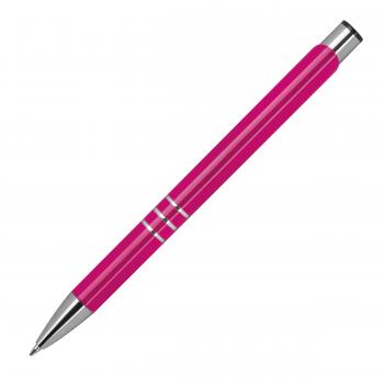 10 Kugelschreiber aus Metall mit Gravur / vollfarbig lackiert / pink (matt)